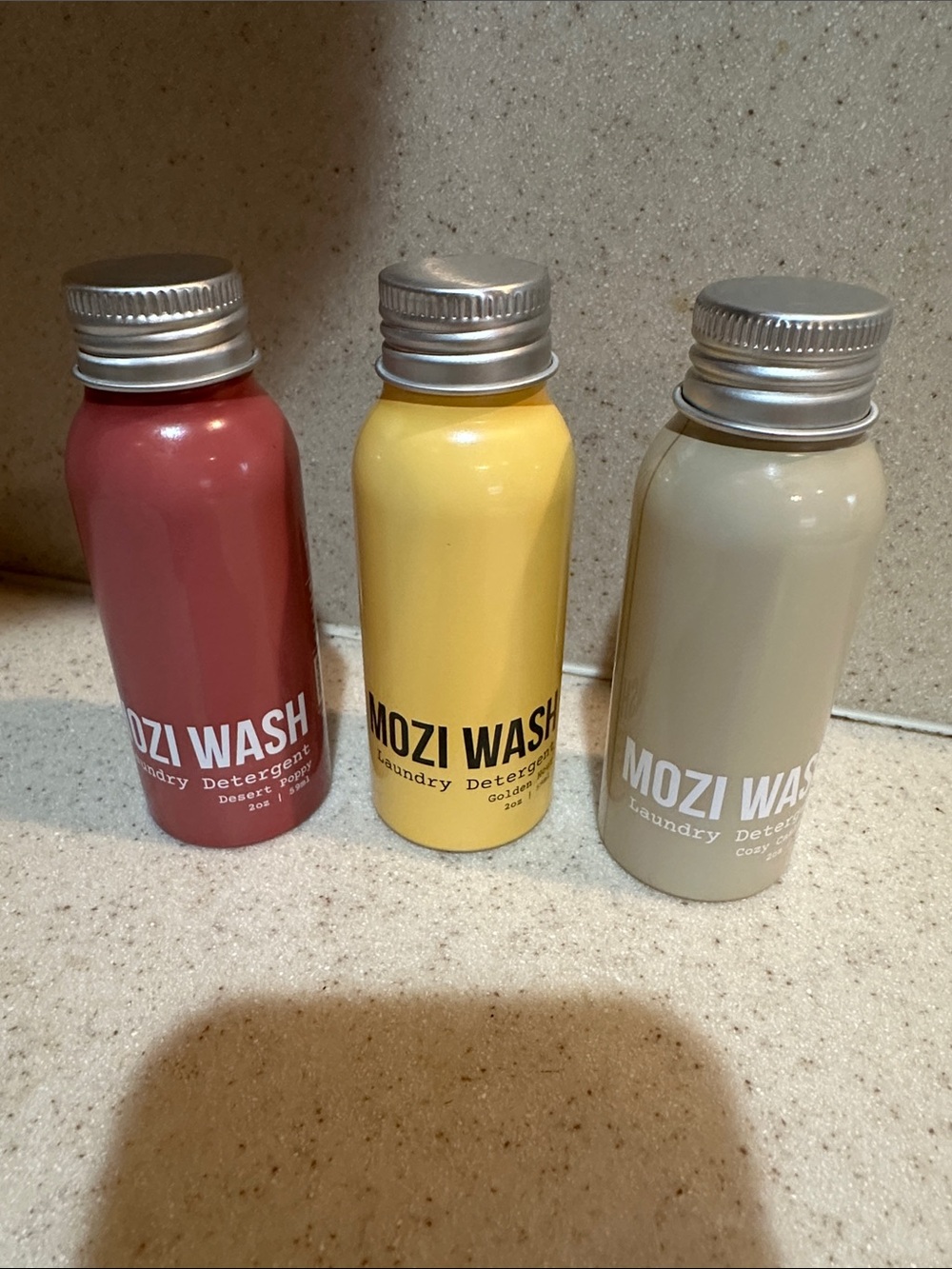 Set of 3 Mozi Wash Luxury detergent sample travel size 2oz NWOT. Popular scents